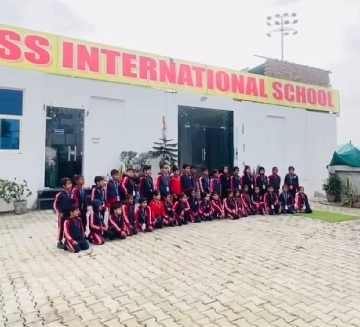 Students outside the school building